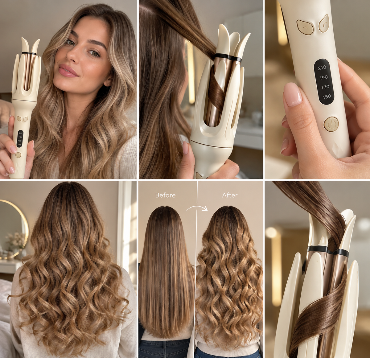Automatic Rotating Hair Curling Wand with Ionic Tech