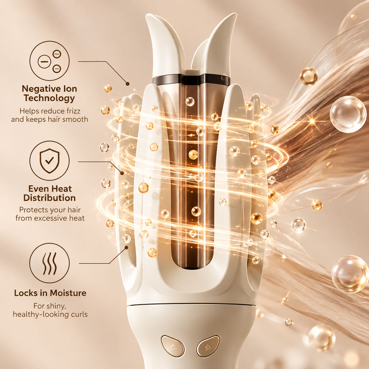 Automatic Rotating Hair Curling Wand with Ionic Tech