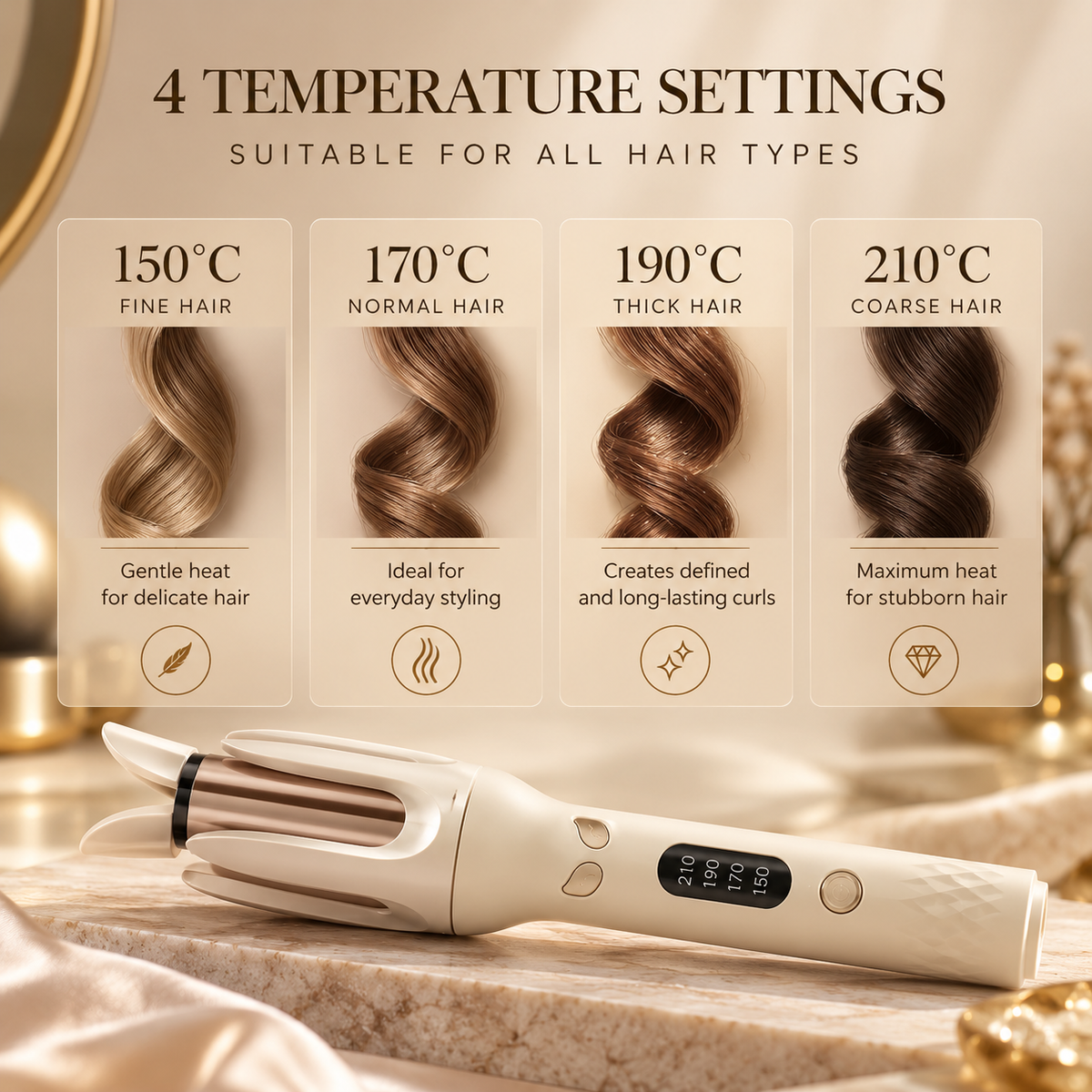 Automatic Rotating Hair Curling Wand with Ionic Tech